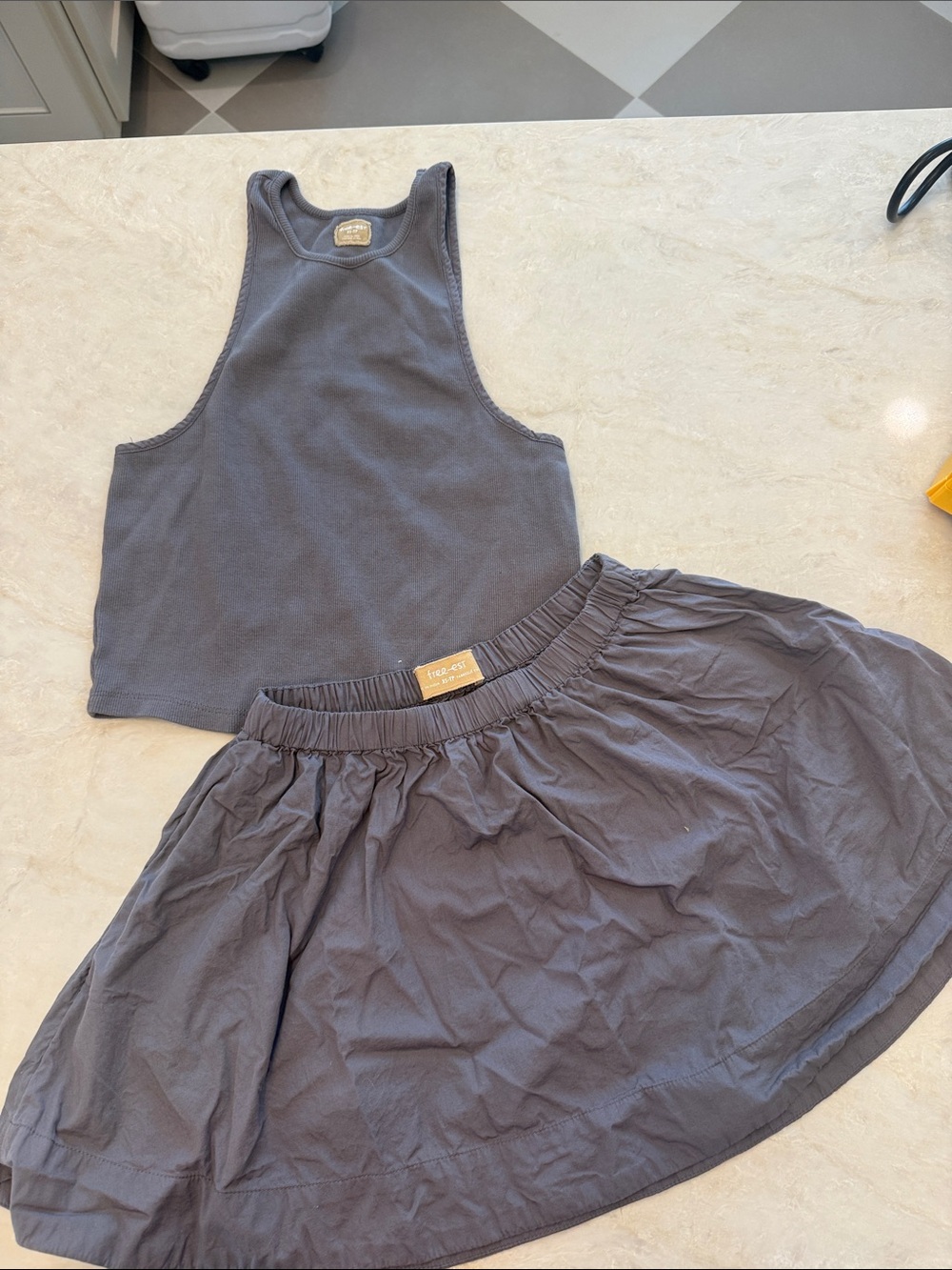 Free People Charcoal Two-Piece Tank and Skirt Set